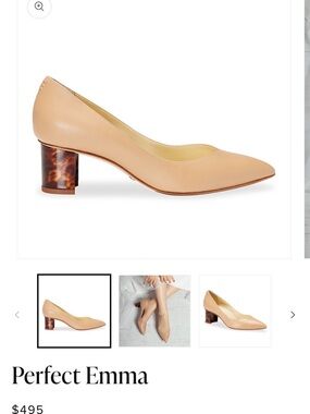 Sarah Flint Nude Leather Pump with Tortoiseshell Block Heel
